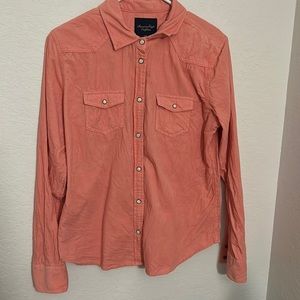Peach American Eagle button shirt - L